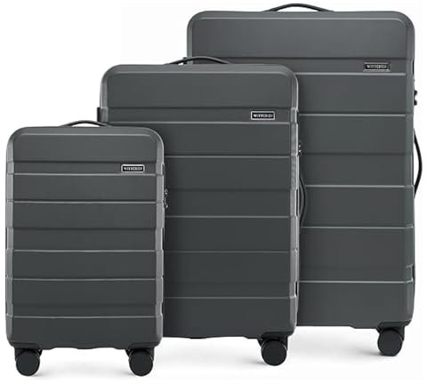 WITTCHEN COMODO Line Kofferset Reisekoffer Hartgepäck aus ABS TSA Schloss Reisekofferset Gepäckset Handgepäck Set Größe (S+M+L) Dunkelgrau