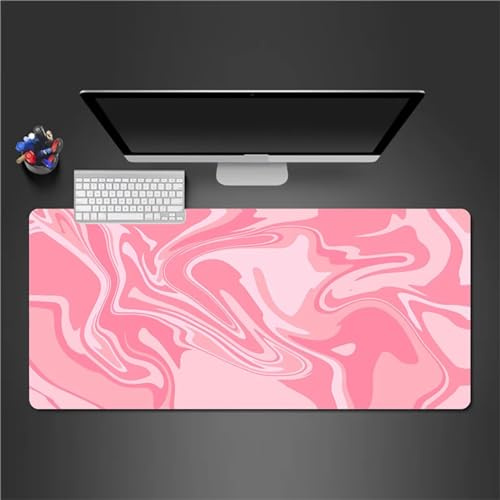 Tainrun Mauspad,Groß XXL Gaming Mauspad Extended Large Rosa Flüssigkeit Mouse Pad Premium-Strukturiertes Rutschfestes mit Genähten Kanten Schreibtisch Matte für Notebooks, PC 900x400x2mm