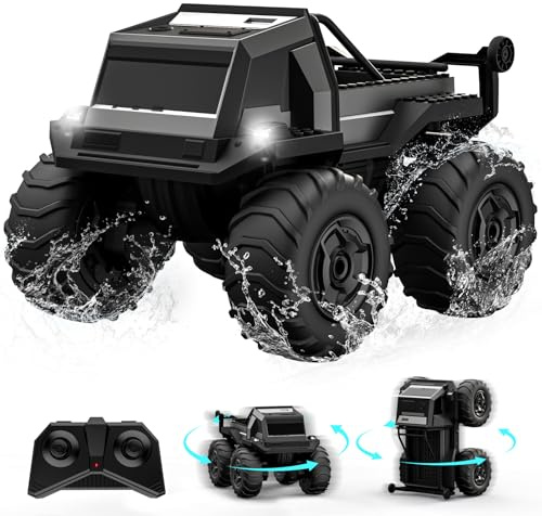 ACAMMZAR Amphibisches Ferngesteuertes Auto für Kinder, 1:16 4WD RC MonsterTruck Off-Road Indoor & Outdoor, 60Min+ Spielzeit, mit Licht, Stunt, 360° Spin, DIY für 4 5 6 7 8 9 Jahre oder Erwachsene