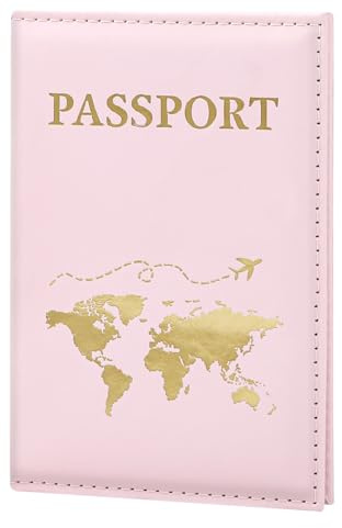 ILIYAH Housse de Passeport Porte-Passeport étanche Accessoires de Voyage Protecteur de Passeport Unisexe PU Cuir étui de Passeport(Rose)