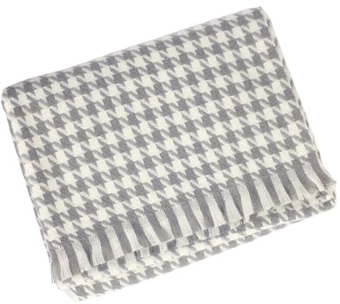 MIATCENRT Xxl Schal Damen - Klassisch Hahnentritt Schal Herbst Halstuch Mode Schals Tücher, Damen Winter Warme Quadratischer Deckenschal, Stola Frauen Mit Quasten Quadratischer Schal Gray 65X190Cm