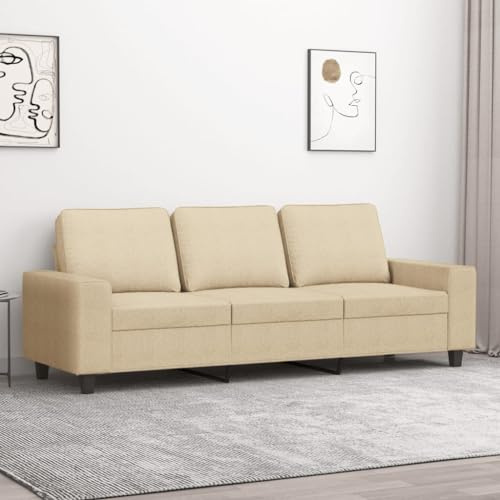 Willood 3 Sitzer Sofa Couch Gästesofa fürs Wohnzimmer Schlafzimmer Gästezimmer Modern Creme 180 cm Stoff