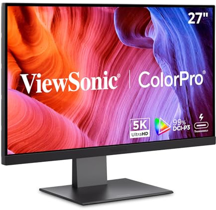 ViewSonic VP2788-5K Écran PC 27 Pouces 5K Thunderbolt 4, 5120p x 2880p, IPS, 99% DCI-P3, Double Guirlande, HDR 400, Ergonomique, 218 PPI, Compatible Mac, USB-C, HDMI, DP, 5 Ans de Garantie