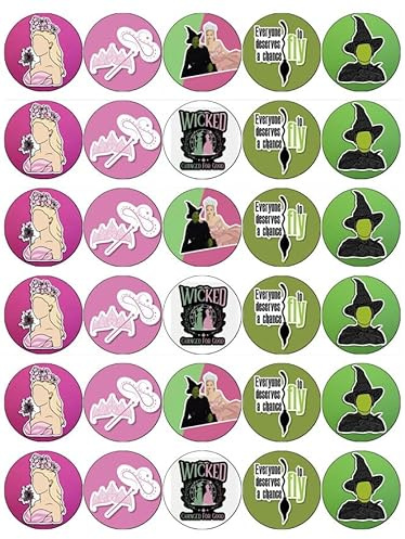 30 Wicked Movie Inspired Cupcake Toppers Edible Wafer Paper Fairy Cake Toppers Birthday Celebration Cakes Decorations