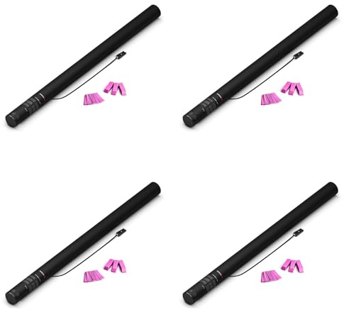 ZENDA CLUB® - Juego de 4 cañones para confeti eléctricos, 80 cm, apto para máquina de confetis, alcance 14 m, ideal para fiestas y eventos