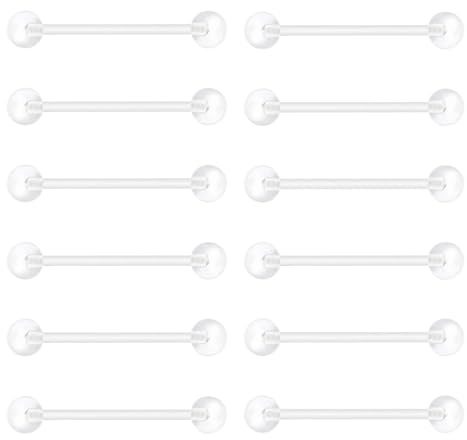 Besyvvin Plastik Zungenpiercing Brustwarzenpiercing Flexibeler Kunststoff 10-19mm Acryl Piercing Zunge Nippel Retainers 14G