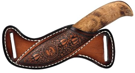 TOURBON Fourreau en cuir pour couteau fixe avec lame pour la ceinture, porte-couteau de poche EDC fait à la main pour homme