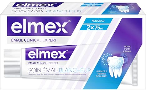ELMEX - Dentifrice elmexSoin Émail Blancheur 2x75 ml | dentifrice spécial émail | Jusqu'à 3 teintes de blanc | Doux pour l'émail