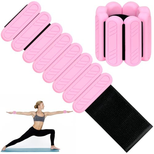 KOOOGEAR Set di 2 pesi regolabili per polsi e caviglie per fitness, pilates, yoga, aerobica e jogging (rosa, 2x0,25 kg)