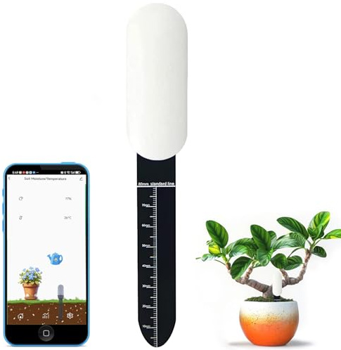 RISOON Smart Zigbee Sensore di umidità del Suolo, hub Zigbee Necessario, Misura accurata, sonda capacitiva, misuratore di umidità/Temperatura per piantare Il Giardino, Compatibile con Homey, Hubitat
