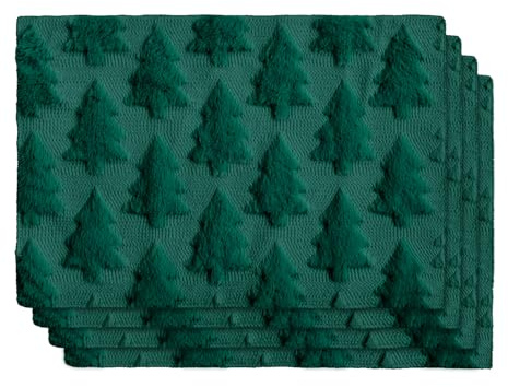 Artoid Mode Plüsch Samt kunstfell Felloptik Grün Kiefern Weihnachten Platzsets 4er Set, 30x45cm Winter Urlaub Tischsets Platzdeckchen Küche Party Deko