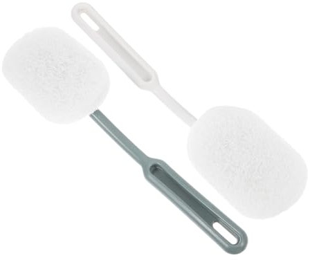 ULTECHNOVO 2pcs Toilet Brush Long Handle Cleaning Brush Replaceable Bathroom Floor Wall Scrubber Gray and White for Bath and Toilet Cleaning