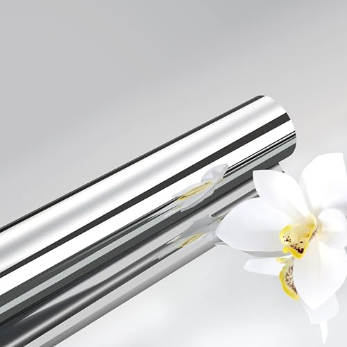 ReWallpaper Papier Peint Miroir Autocollant Flexible Film Miroir Adhesif Mural Argenté 40CMx3M Papier Adhesif pour Meuble Cuisine Etagere Refrigerateur Feuille Miroirs Adhésif a Decouper