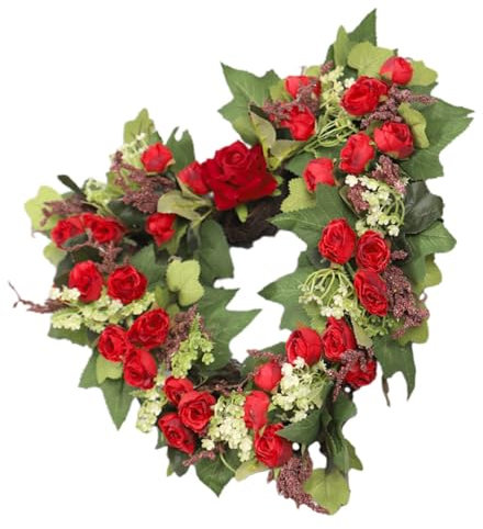 SOIMISS Herzförmiger Blumenkranz Aus Kunstrosen Dekoration Für Valentinstag Haustür Hochzeit Jubiläum Attraktive Wandgarderobe Mit Romantischem Design Und Stabiler Qualität