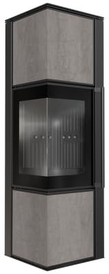 Kaminofen Stahl KRATKI TORA M 8kW Ø150 Pietra SAVOIA Grigia schwarz Verkleidung