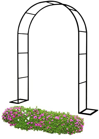Arco de jardín de metal resistente para plantas trepadoras, cenador de rosas resistente al óxido, enrejado al aire libre para jardín, tamaño 140 x 230 cm, perfecto para vides y flores