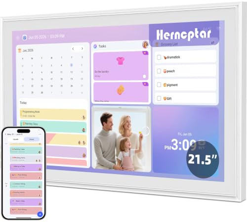 Intelligenter digitaler Kalender, 54,6 cm (21,5 Zoll), elektronischer Wandkalender und Aufgabendiagramm, Familienplaner, interaktives Full-HD-Display für Familienzeitpläne, nahtlose Organisation