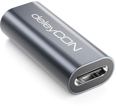 deleyCON USB-C Kupplung 40Gbps, 240W, 8K60Hz, USB 4.0 Aluminium Gehäuse, Typ C Buchse auf Buchse, USB C Kabel Verlängern - für Ladekabel Datenkabel Smartphone Tablet MacBook Notebook PS5 usw.