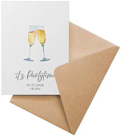 Ausgewählt verpackt Personalisierte Einladungskarten Geburtstag ab 10 Stück – selbst gestalten mit Text – inkl. Umschläge, A6 – Party Einladung – Erwachsene und Teenager – (Motiv-6 - Hochformat)