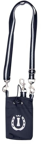 Imperial Riding IRH Belohnungstasche für Pferde, leichte Leckerli Tasche für Bodenarbeit Training, Wasserabweisende Futtertasche mit Kordelzug und Schulterband, Reitsport Zubehör, Navy