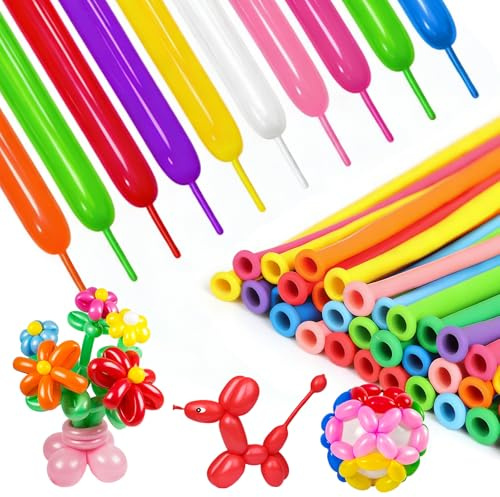 Wanheart 100 globos largos 260Q, globos de modelado para formas de animales, decoración de arco de globos de colores mixtos para cumpleaños, bodas, Navidad, decoraciones de fiesta