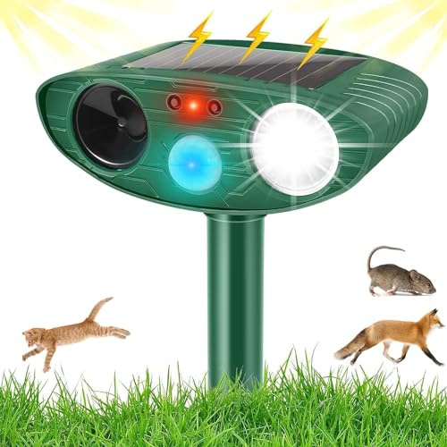 Katzenschreck für Garten Katzenschreck Ultraschall Wasserdicht mit LED-Blitz und PIR-Bewegungssensor Katzen Vertreiben Garten Tierabwehr wirksam gegen Katzen, Hunde, Vögel, Füchse, Ratten, Marder