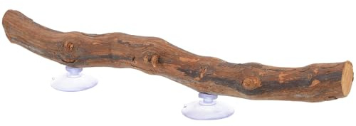 FRCOLOR Reptile Wooden Stand Rack with Grapevine Branch, Suction Cup Climbing for Small Pets and Lizards, Decorative Terrarium Bearded Dragon Habitat Accessory