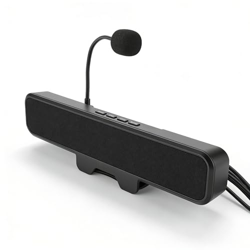 Dpofirs Haut-parleurs D'ordinateur avec Micro Détachable, Haut-parleurs de Moniteur USB Plug & Play, Stéréo et Basses, Se Fixent Facilement au Moniteur, pour Les Réuni