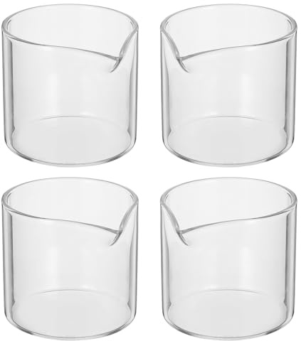 Pichet en Verre Mini Vintage 4pcs, Récipient à Lait Transparent 110ml | Doseuse Lait Verre, Pichet à Jus Verre, Pichet à Lait pour Restaurants et Hôtels