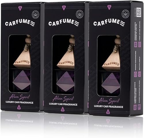 Carfume Alien Spirit Désodorisant pour voiture longue durée, parfum floral au jasmin et ambre blanc, élimine les odeurs, accessoire auto pour femme, lot de 3