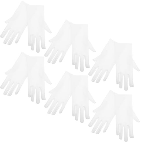 ibasenice 6 Paar Weiche Baumwollhandschuhe aus Dünner Baumwolle Atmungsaktive Cotton Gloves für Schmuckherstellung und Professionelle Verwendung im Weißen Design