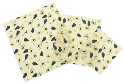 Luxshiny Emballages Alimentaires pour Conservation Réutilisables Lot de 3 en Cire D'abeille Tissu en Coton Solide Légumes Cuisine et Boutique de Pâtisserie