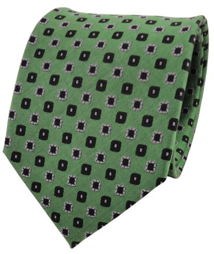 TigerTie Designer cravate en soie vert gris noir à pois - cravate en soie