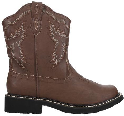 ROPER Womens Chunk Rider Embroidery Round Toe Casual Boots Ankle Low Heel 1-2 - Brown - Size 7.5 B