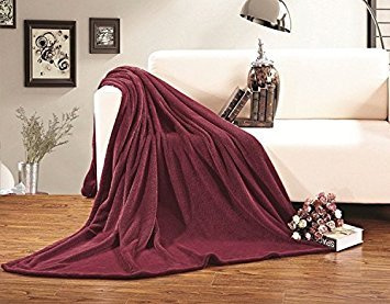 Elegance Linen Micro-Fleece Ultra Plush Luxury Solid Blanket, Twin, Burgundy