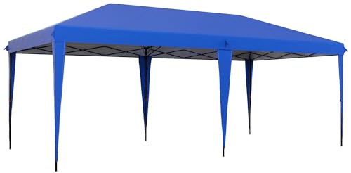 Outsunny 10' x 19.2' Pop Up Canopy Tent, Heavy Duty Tent for Parties, Outdoor Instant Gazebo Sun Shade Shelter with Carry Bag for Catering, Events, Wedding, Backyard BBQ, Blue