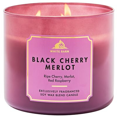 Bath & Body Works Black Cherry Merlot 3-Wick Candle - Scented Candle for At-Home Use - Long-Lasting, Room-Filling Fragrance - High Fragrance Oil Concentration - Soy Wax Blend - 2-Pack
