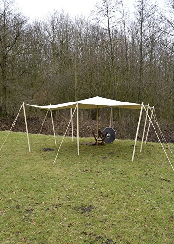 Battle-Merchant Hochwertige reißfeste Lagerplane/Sonnensegel mit Schlaufen, 250g/m², naturfarben Zeltplane LARP Verschiedene Größen