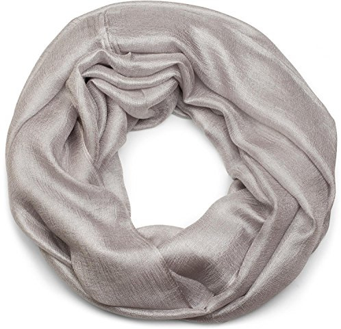 styleBREAKER Bufanda de bucle para mujer, ligera y sedosa en colores sólidos, bufanda tubular de verano ligera en un solo color 01017063, color:Gris-claro