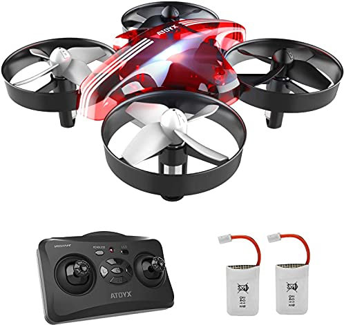 Drone Enfant ATOYX Jouets d'intérieur Hélicoptère Télécommandé Quadcopter avec Mode sans Tête Avion Mini avec Télécommande Jouet Cadeau pour Enfant et Débutant - Rouge AT-66