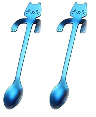 2 Stücke Katze Löffel Set Edelstahl Kaffee Löffel Teelöffel