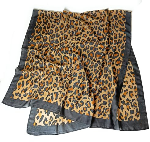 KGM Accessories Luxuriöser, großer, superweicher Schal mit Leopardenmuster, schwarz gestreift, Übergröße, für Damen, Leopardenschal, Schal mit Tierdruck, Geschenk