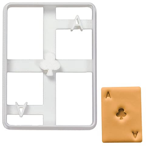 BAKERLOGY Poker Card Ace of Club Cookie Cutter - Detailed Biscuit Cutter Design for Baking and Crafts, Ideal on Fondant, Dough, Clay, Ideal for DIY Las Vegas Casino Theme Party