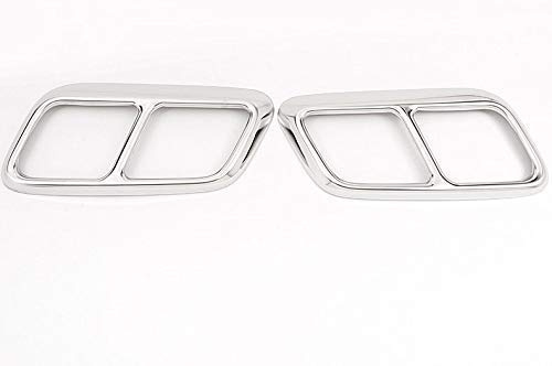 Stainless Steel Exhaust Muffler Tail Tip Pipe Trim Cap Cover Frame 2Pcs For Land Rover Range Rover Sport 2018-2020 Auto Accessories (Silver)