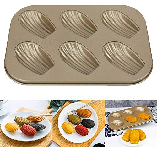 Vassoio Madeleine a 6 Fori, Padella Madeleine Antiaderente In Acciaio Al Carbonio Per Teglia Da Forno Fai Da Te, Teglia Per Pane Madeline