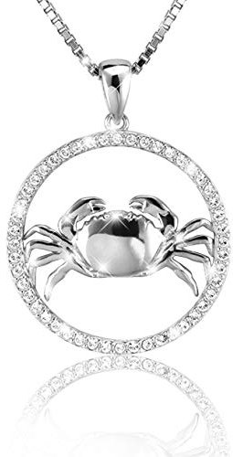 PAVELS Elegante Damen Halskette Sternzeichen KREBS Kette aus 925 Silber mit glänzenden Kristallen aus der Kollektion SHINE inkl. einer edlen Schmuckbox