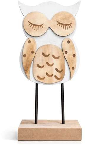 com-four® Gufo in legno, figura in legno come supporto decorativo - gufo decorativo su telaio in legno - affascinante allocco come decorazione da tavola (Eule)