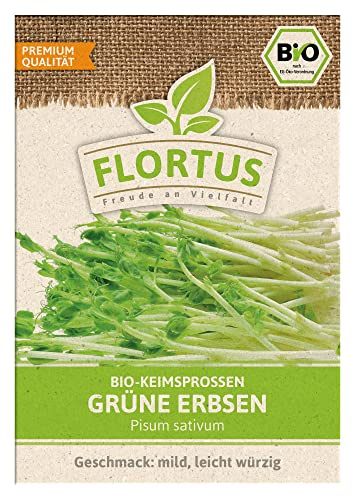 FLORTUS BIO Keimsprossen Grüne Erbse | Gesunde & leckere Keimsprossen | Sprossensaat | Keimsprossen | Keimsaaten