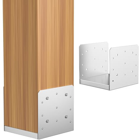 SPACEEUP 8x8 Post Base 2 Pcs Adjustable Post Anchor Bracket (Inner Size:7.5 x 7.5) Post Base Stainless Steel Concrete Post Anchor for Pavilion Deck Railing Support Decorative Anchor Plate