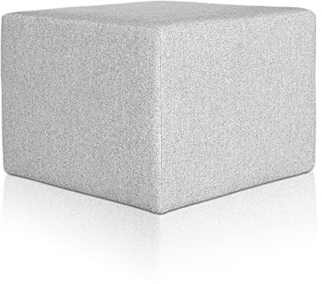 Deshome Pouf poggiapiedi 63x63x44 cm stoffa Idrorepellente: Pouf design moderno per divano soggiorno camera da letto, Puff poggiapiedi, Pouffe salotto Minerva (Grigio)